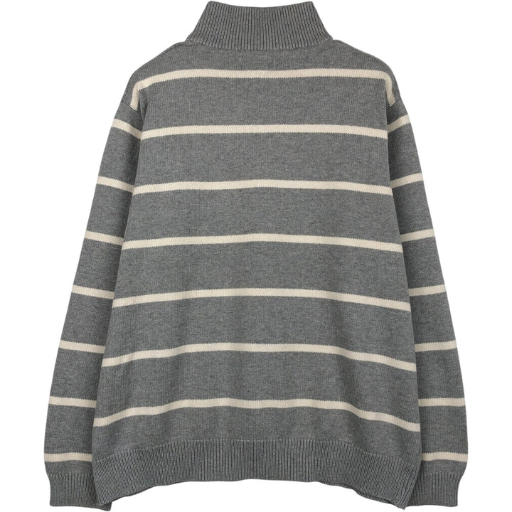 Ralph Lauren POLO JEANS COMPANY Border Pattern Cotton Knit Half Zip Sweater Men's XL cotton gray type Vintage Second Hand