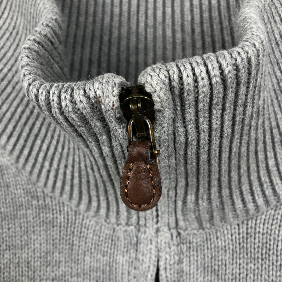 Ralph Lauren POLO JEANS COMPANY Border Pattern Cotton Knit Half Zip Sweater Men's XL cotton gray type Vintage Second Hand