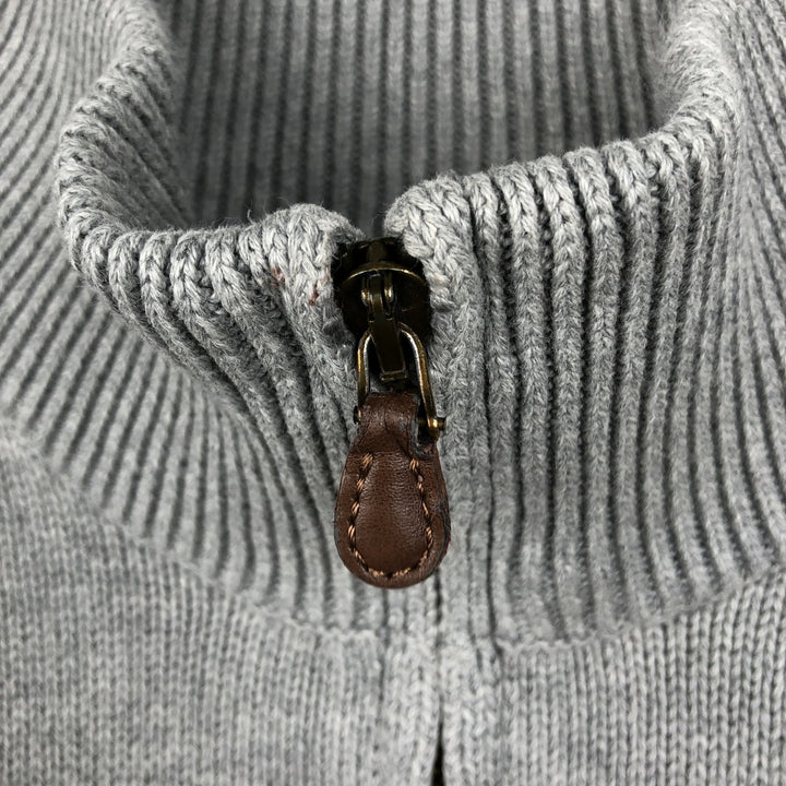 Ralph Lauren POLO JEANS COMPANY Border Pattern Cotton Knit Half Zip Sweater Men's XL cotton gray type Vintage Second Hand