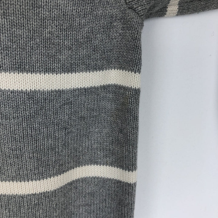 Ralph Lauren POLO JEANS COMPANY Border Pattern Cotton Knit Half Zip Sweater Men's XL cotton gray type Vintage Second Hand