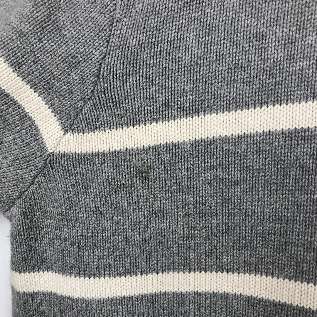 Ralph Lauren POLO JEANS COMPANY Border Pattern Cotton Knit Half Zip Sweater Men's XL cotton gray type Vintage Second Hand