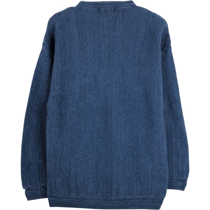 Ralph Lauren CHAPS Herringbone Cotton Knit Sweater, Men's Size Small cotton navy blue type Vintage Second Hand
