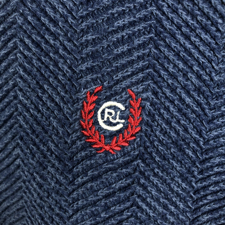 Ralph Lauren CHAPS Herringbone Cotton Knit Sweater, Men's Size Small cotton navy blue type Vintage Second Hand