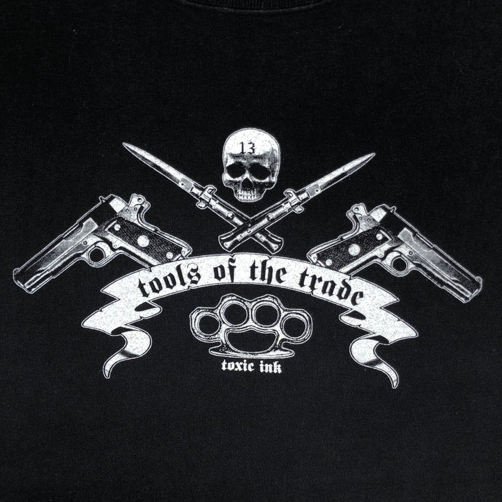 2000'S Delta Pin-up Girl Skull Pattern Erotic T-shirt Motorcycle Bike T-shirt Men's Size L cotton black type Vintage Second Hand