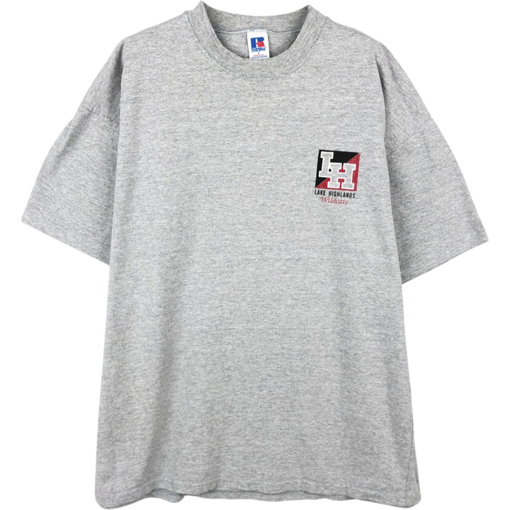 90'S Russell College T-shirt, Made in USA, Men's L size, Vintage cotton gray type Vintage Second Hand