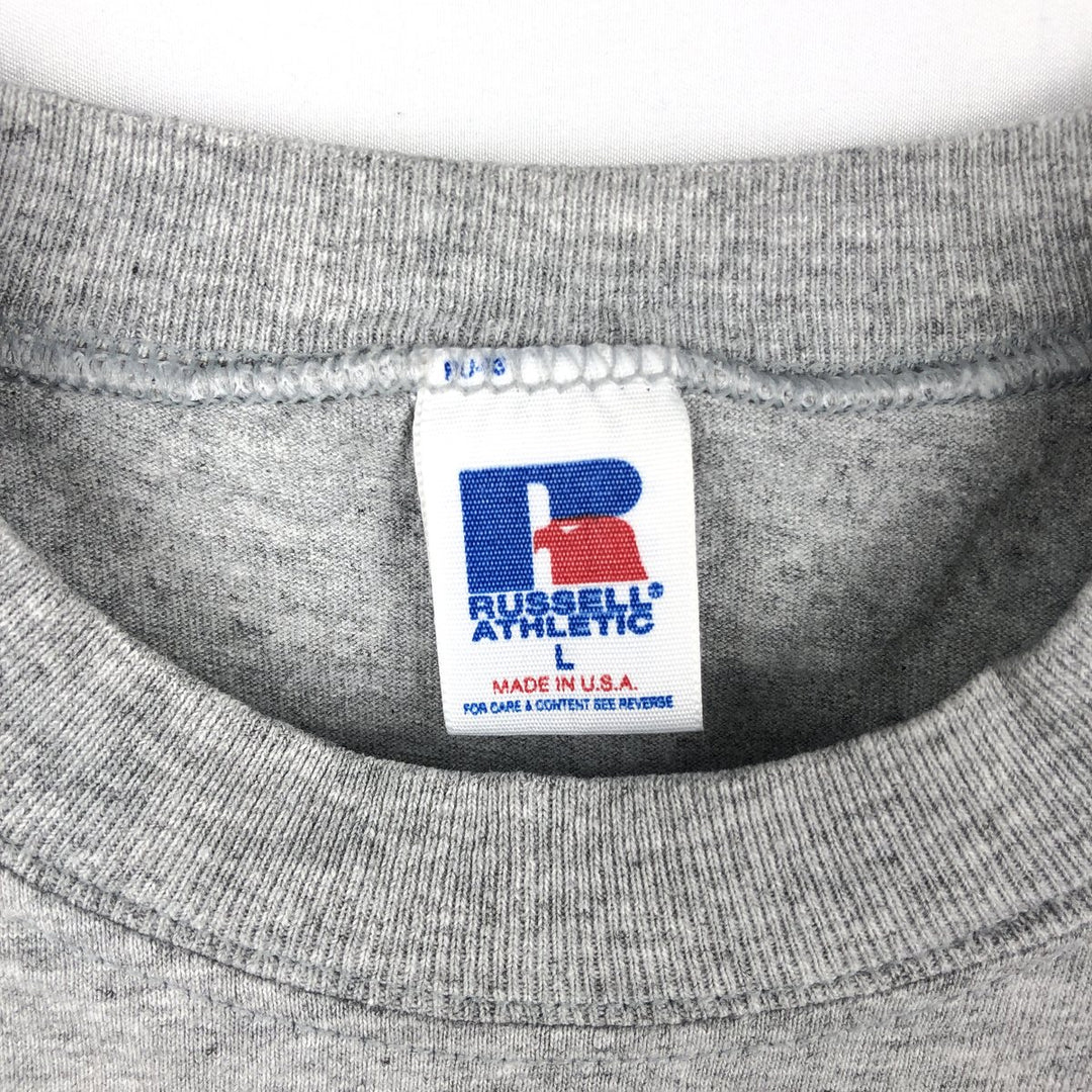 90'S Russell College T-shirt, Made in USA, Men's L size, Vintage cotton gray type Vintage Second Hand