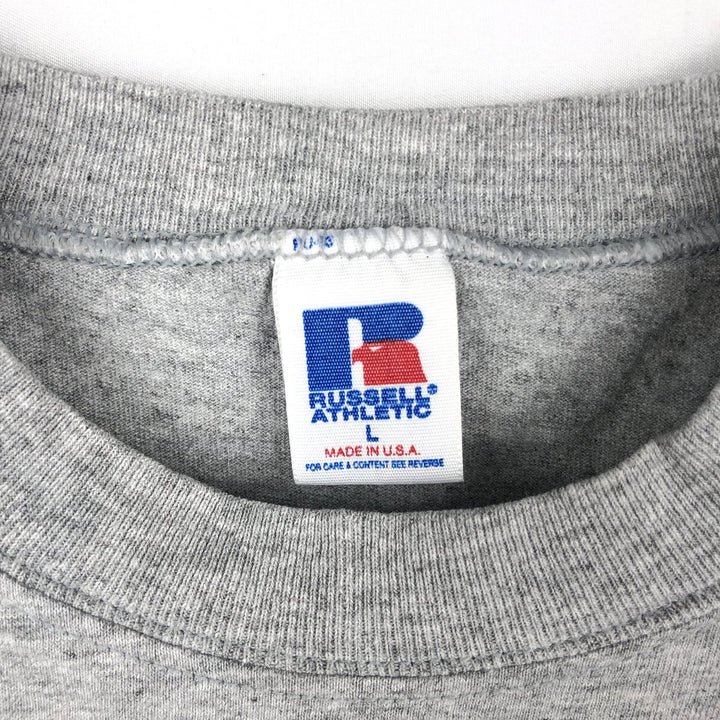 90'S Russell College T-shirt, Made in USA, Men's L size, Vintage cotton gray type Vintage Second Hand