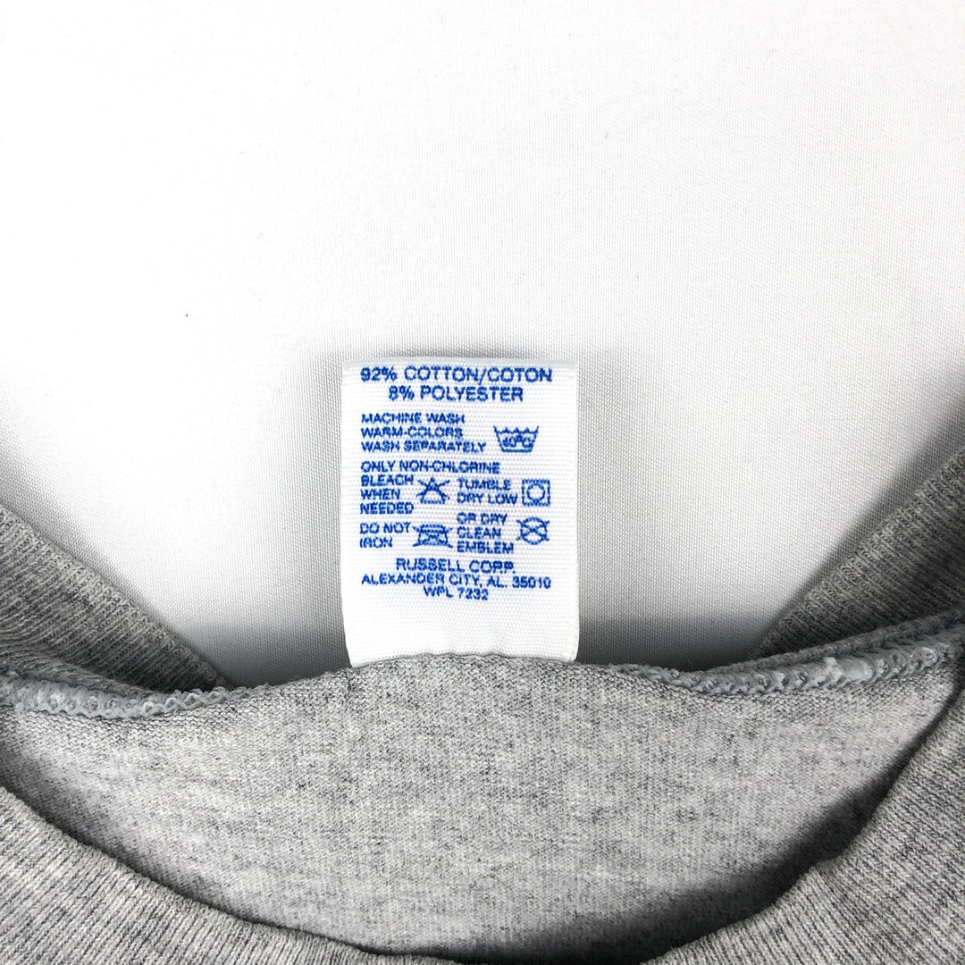 90'S Russell College T-shirt, Made in USA, Men's L size, Vintage cotton gray type Vintage Second Hand