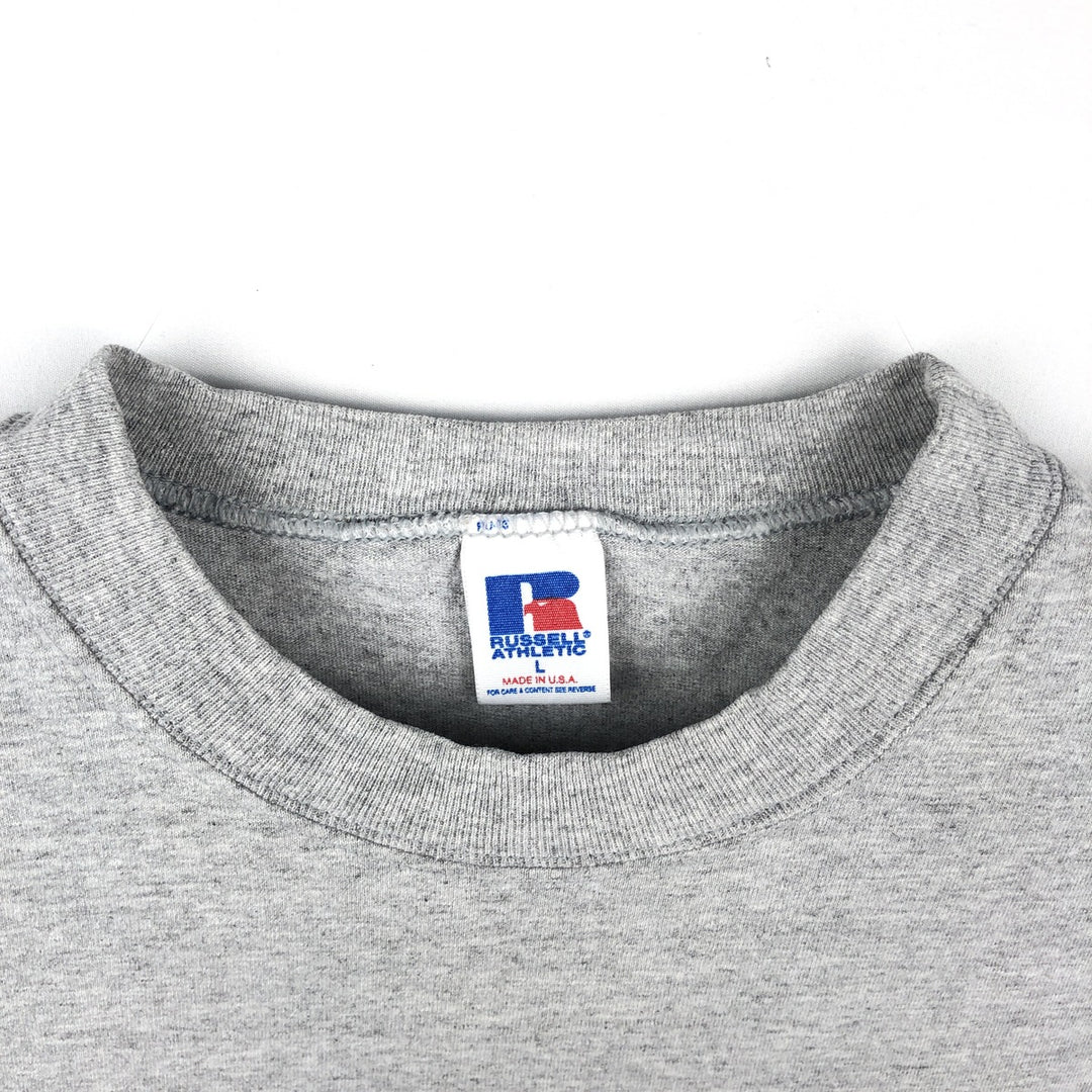 90'S Russell College T-shirt, Made in USA, Men's L size, Vintage cotton gray type Vintage Second Hand