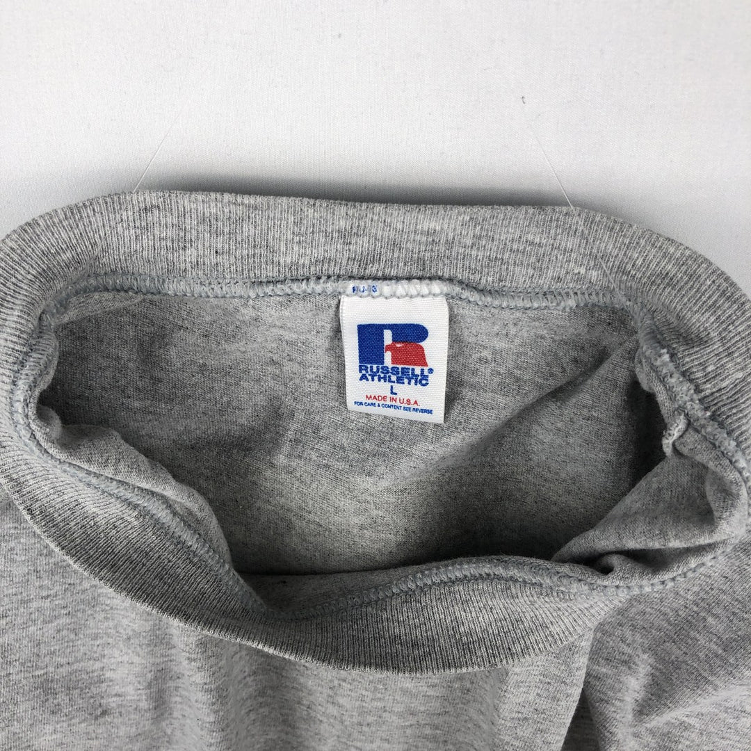 90'S Russell College T-shirt, Made in USA, Men's L size, Vintage cotton gray type Vintage Second Hand