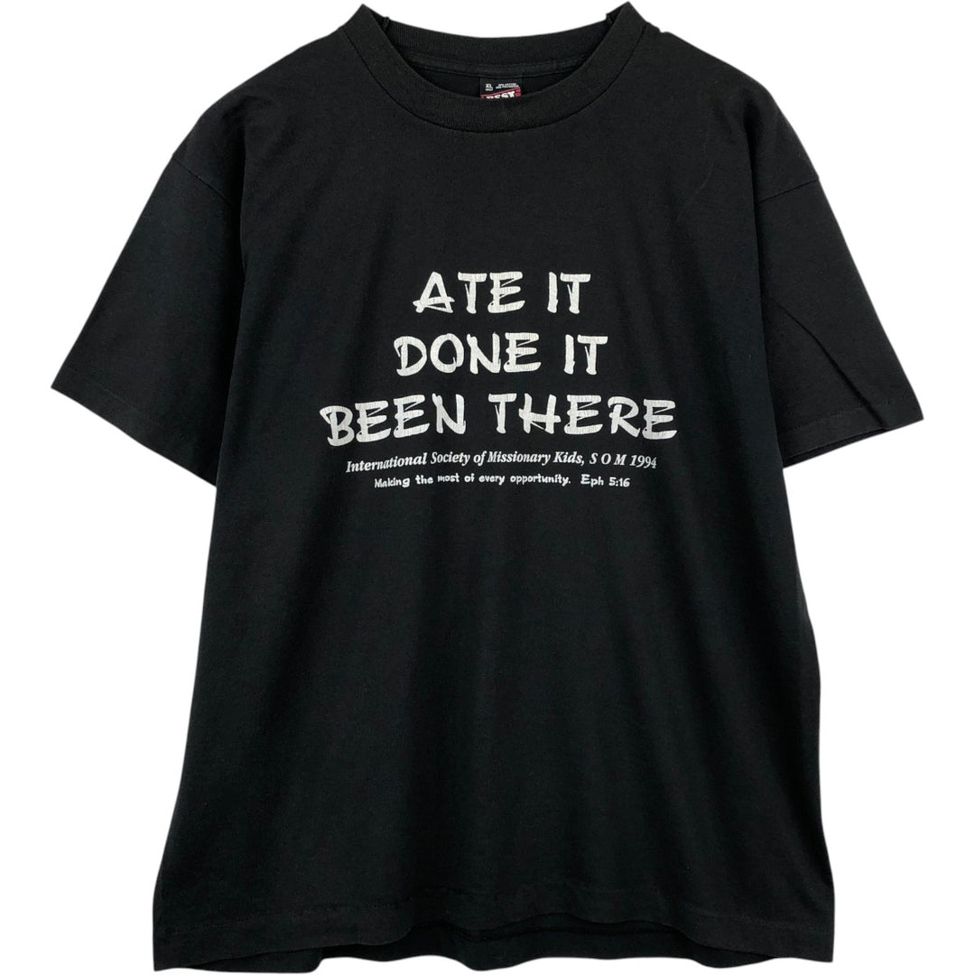 90'S Fruit of the Loom Message Print T-Shirt Made in USA Men's XL Vintage cotton black type Vintage Second Hand