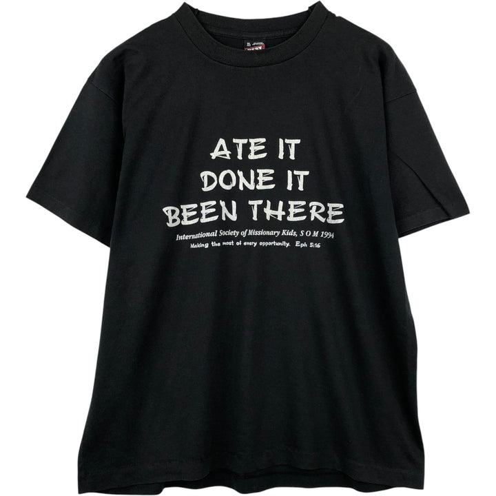 90'S Fruit of the Loom Message Print T-Shirt Made in USA Men's XL Vintage cotton black type Vintage Second Hand