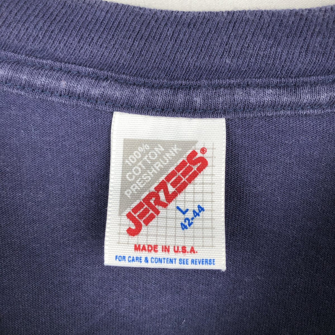 Vintage 80s-90'S Jerzees Message Print T-Shirt, Made in USA, Men's Size L cotton navy blue type Vintage Second Hand