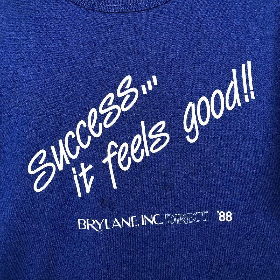 80'S Russell Message Print T-Shirt, Made in USA, Men's Size L (Equivalent), Vintage polyester blue type Vintage Second Hand