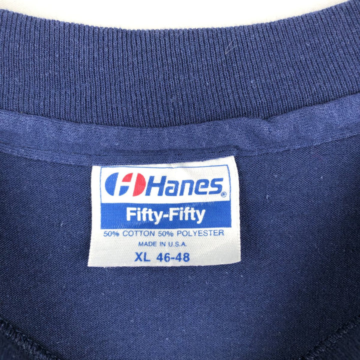 Vintage 1980'S Hanes Fifty-Fifty Blue Tag Message Print T-Shirt, Made in USA, Men's XL cotton navy blue type Vintage Second Hand