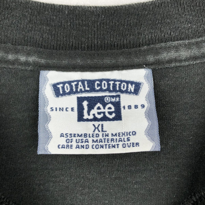 90s-00'S Lee message print T-shirt, men's size XL. cotton black type Vintage Second Hand