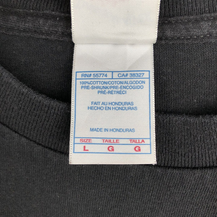 2000'S Tennessee River Fire Pattern Message Print T-Shirt (Men's Size L) cotton black type Vintage Second Hand