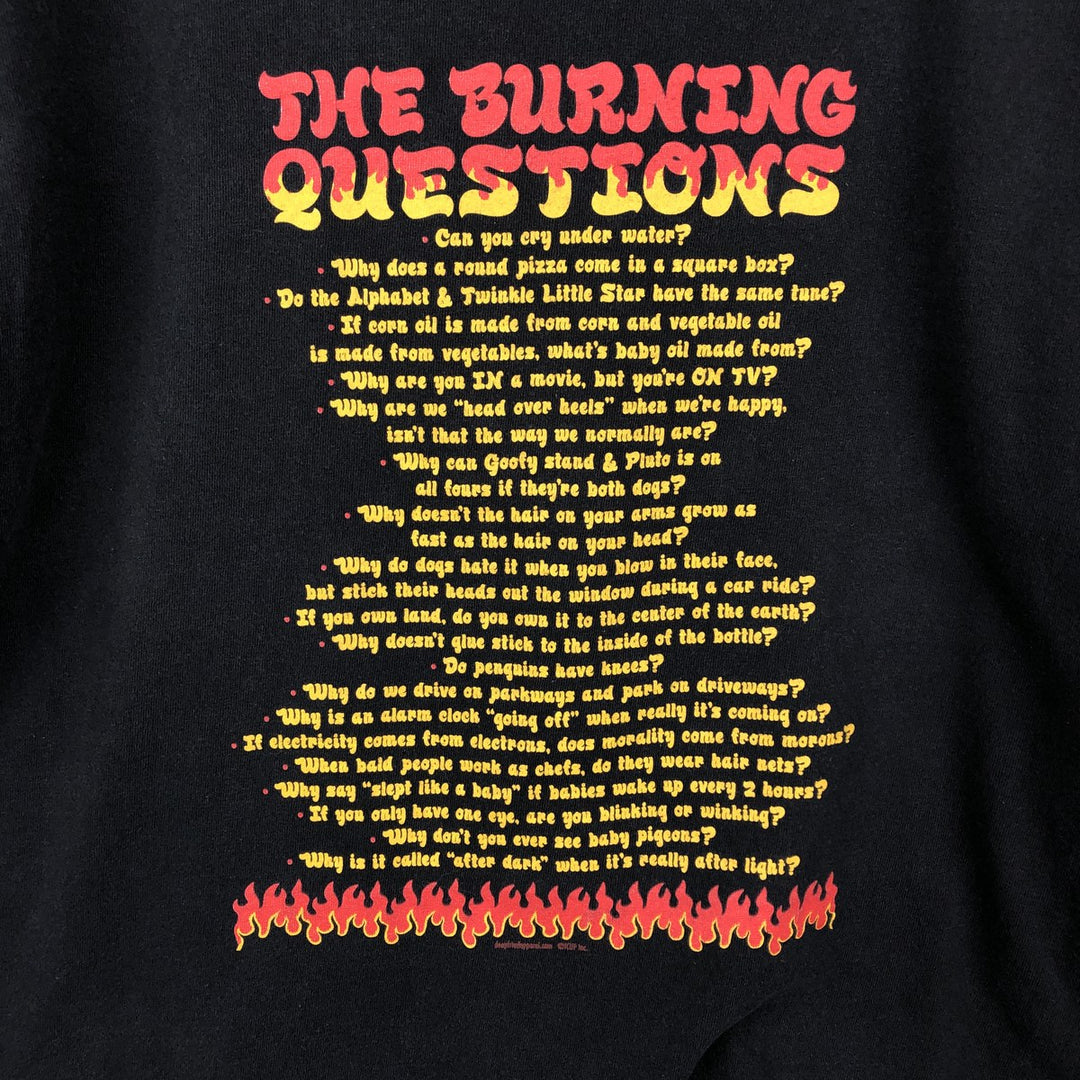 2000'S Tennessee River Fire Pattern Message Print T-Shirt (Men's Size L) cotton black type Vintage Second Hand