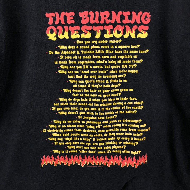 2000'S Tennessee River Fire Pattern Message Print T-Shirt (Men's Size L) cotton black type Vintage Second Hand