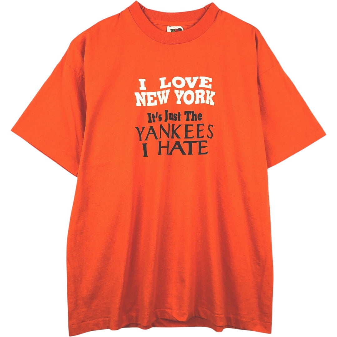 90s-00'S Fruit of the Loom message print T-shirt, men's size XL. cotton orange type Vintage Second Hand