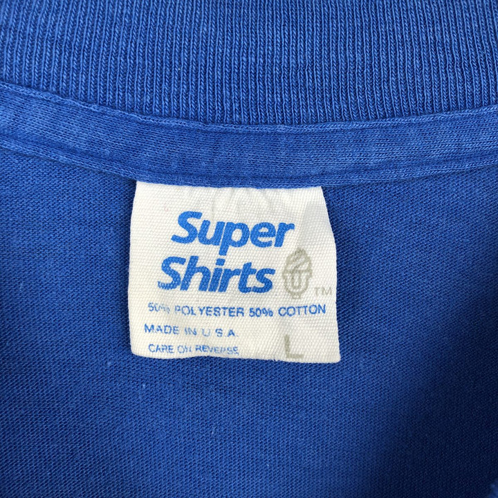 80s-90'S Super Shirt Message Print T-Shirt, Made in USA, Men's Size L (Equivalent), Vintage polyester blue type Vintage Second Hand