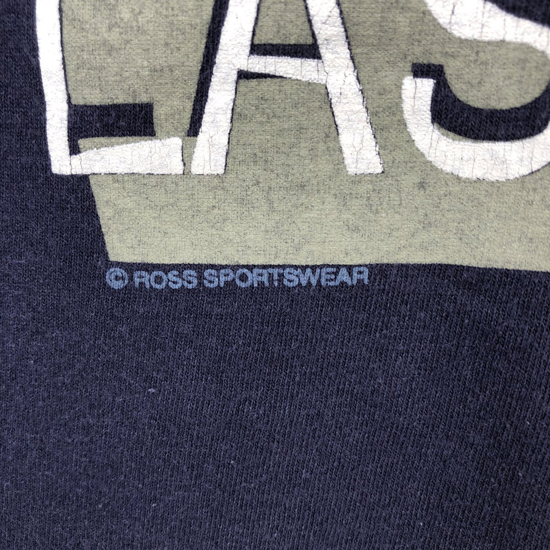 90'S ROSS SPORTSWEAR Message Print T-Shirt, Men's Size M (Equivalent), Vintage unclear navy blue type Vintage Second Hand