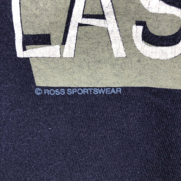 90'S ROSS SPORTSWEAR Message Print T-Shirt, Men's Size M (Equivalent), Vintage unclear navy blue type Vintage Second Hand