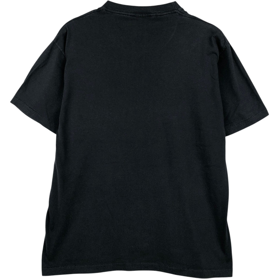 90'S Center Star Message Print T-Shirt, Made in USA, Men's Size L (Equivalent), Vintage polyester black type Vintage Second Hand