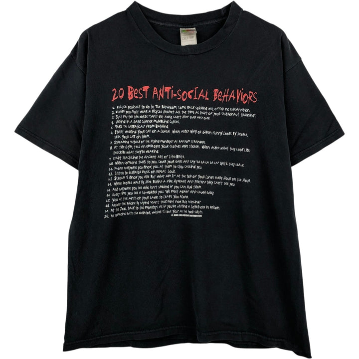 2000'S Fruit of the Loom message print T-shirt, men's size L (approx.) cotton black type Vintage Second Hand