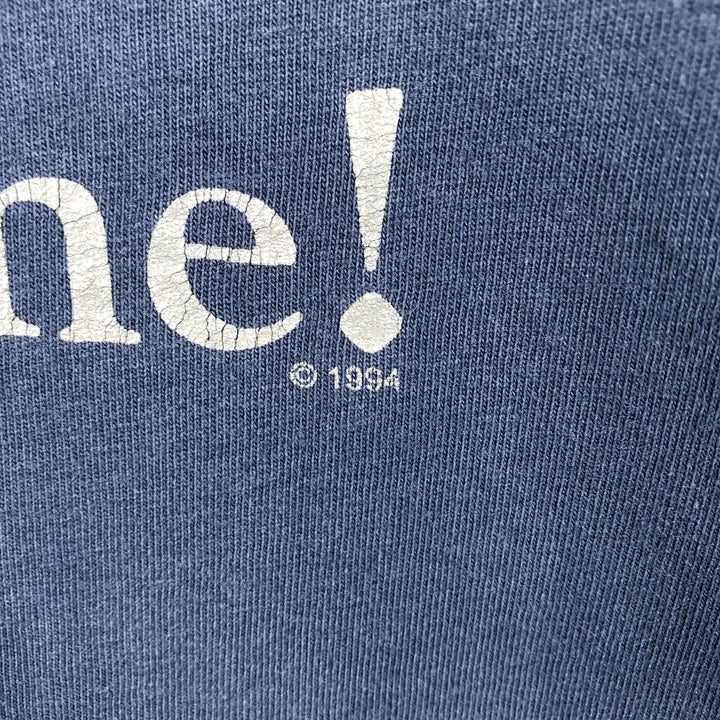 90'S Hanes BEEFY-T Message Print T-Shirt Made in USA Men's XL Vintage cotton navy blue type Vintage Second Hand