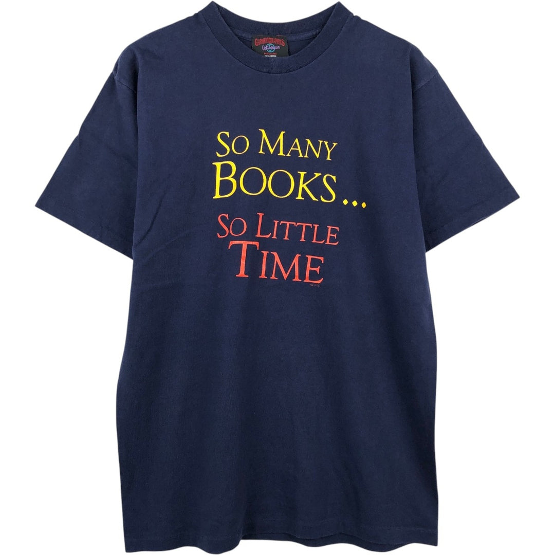 80s-90'S Garment Graphics Activewear Message Print T-Shirt, Made in USA, Men's Size M (Equivalent), Vintage cotton navy blue type Vintage Second Hand