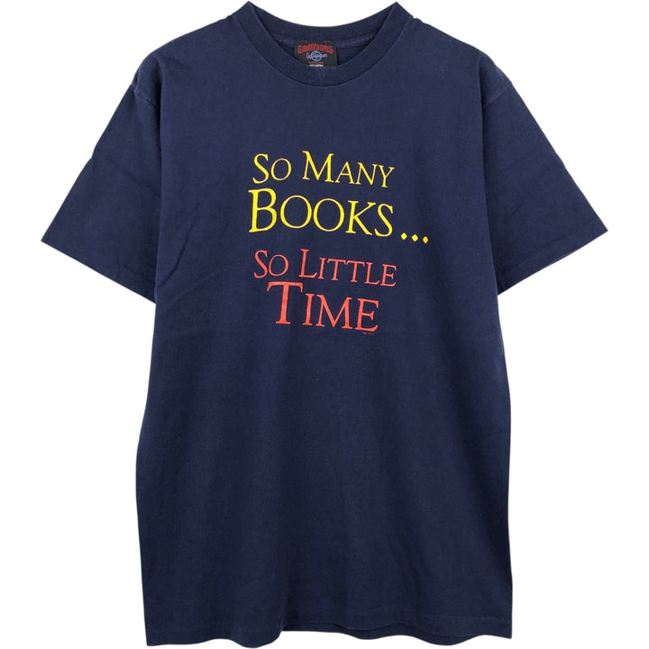 80s-90'S Garment Graphics Activewear Message Print T-Shirt, Made in USA, Men's Size M (Equivalent), Vintage cotton navy blue type Vintage Second Hand
