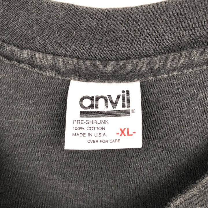 90'S Anvil Message Print T-Shirt Made in USA Men's XL Vintage cotton black type Vintage Second Hand