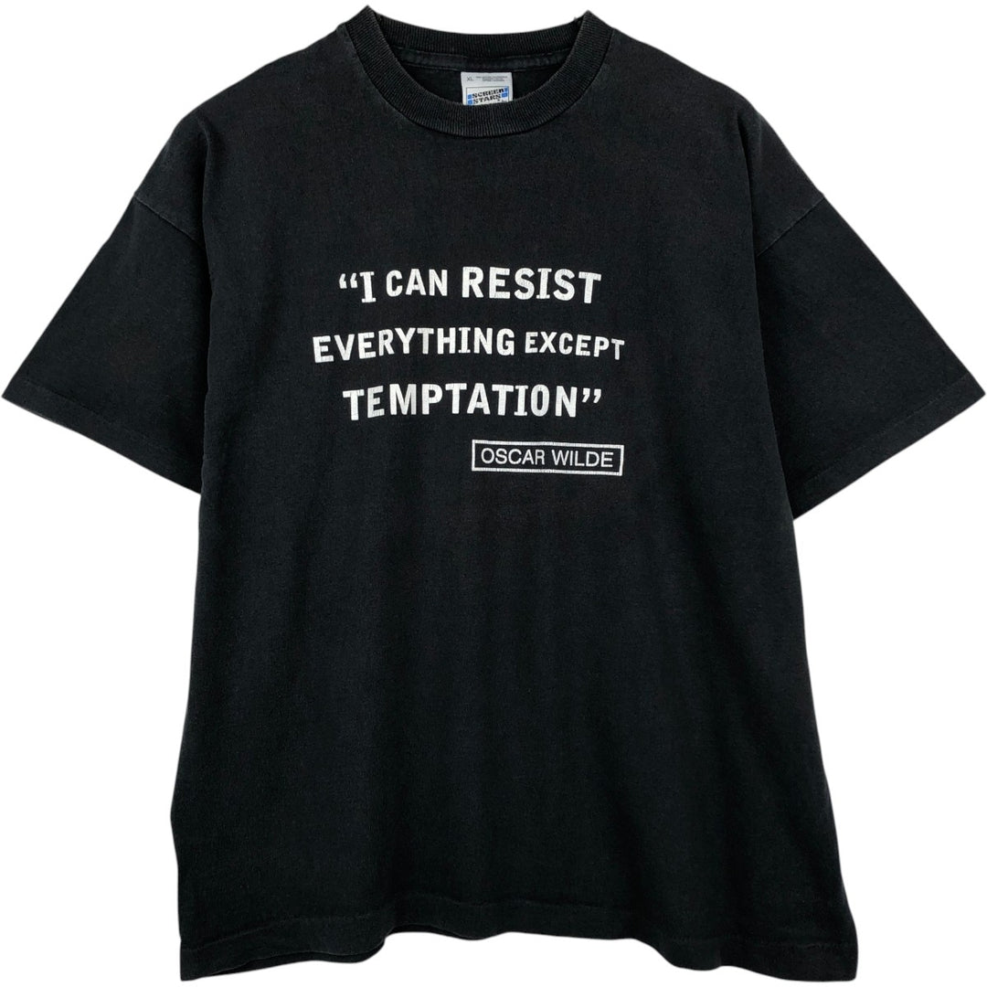 90'S Fruit of the Loom SCREEN STARS Message Print T-Shirt, Men's XL (approx.), Vintage cotton black type Vintage Second Hand