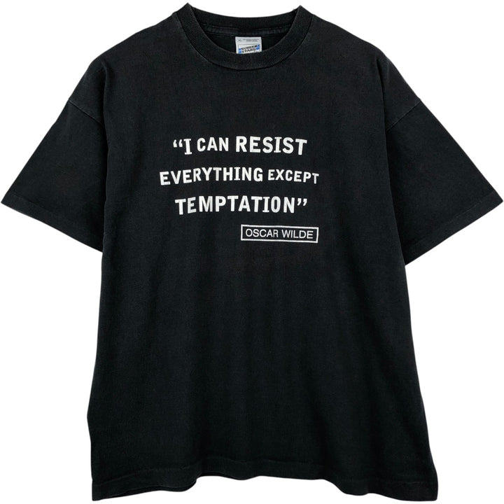 90'S Fruit of the Loom SCREEN STARS Message Print T-Shirt, Men's XL (approx.), Vintage cotton black type Vintage Second Hand