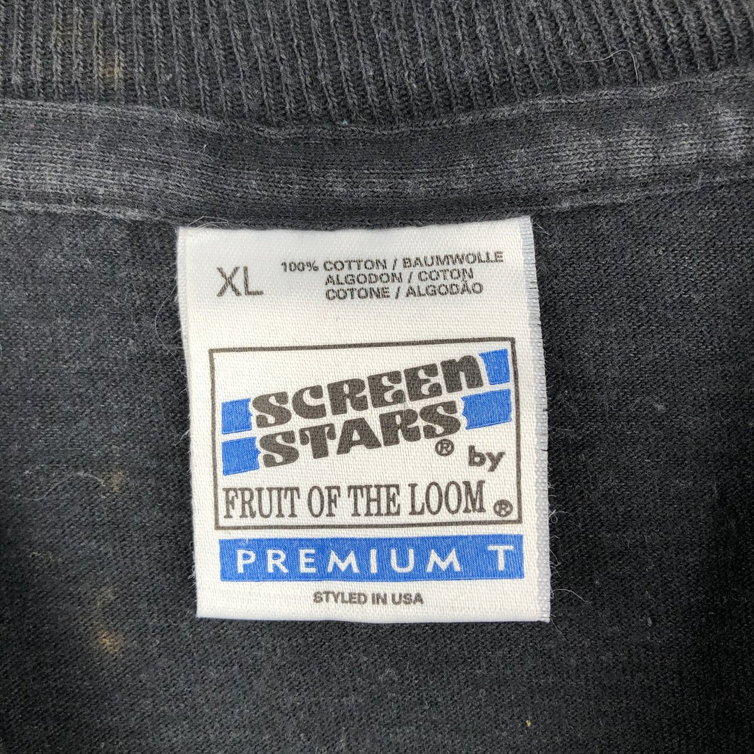 90'S Fruit of the Loom SCREEN STARS Message Print T-Shirt, Men's XL (approx.), Vintage cotton black type Vintage Second Hand