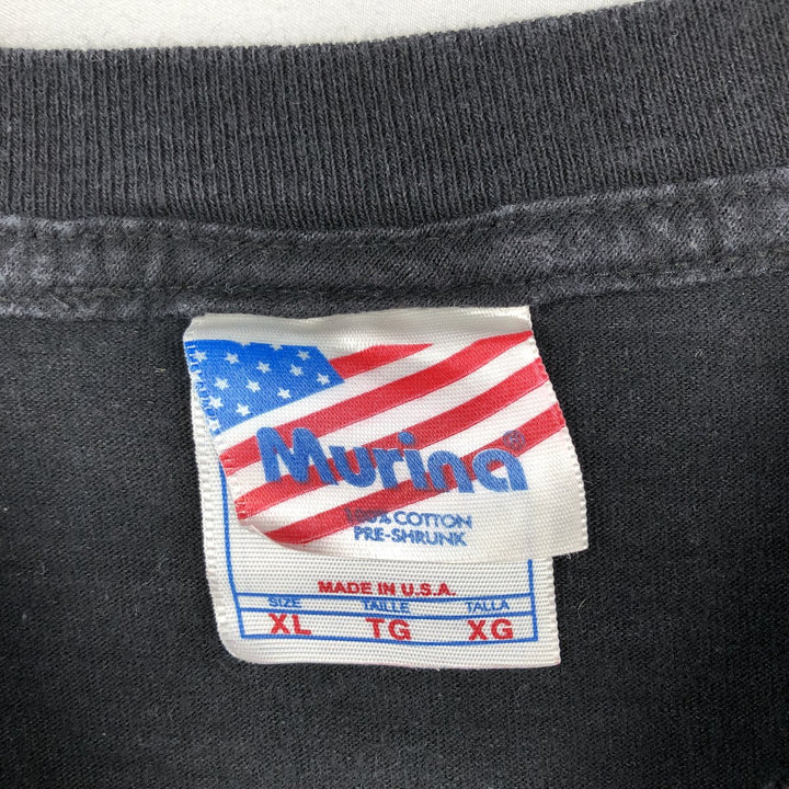 90s-00'S Murina Message Print T-Shirt, Made in USA, Men's XL equivalent. cotton black type Vintage Second Hand