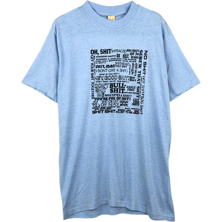 70s-80'S Springford Message Print T-Shirt, Made in USA, Men's XL equivalent, Vintage polyester Blue type light blue Vintage Second Hand
