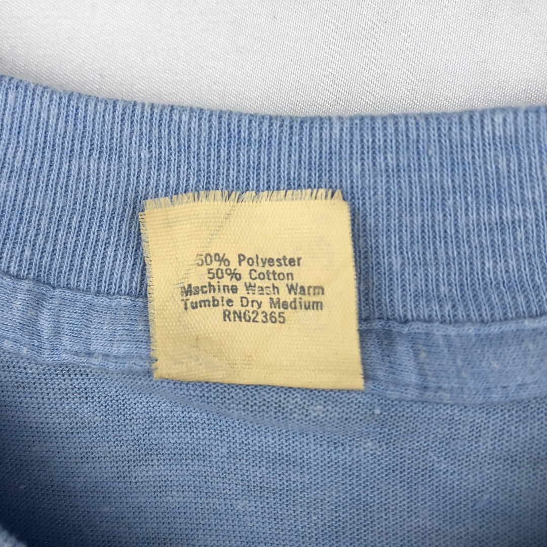 70s-80'S Springford Message Print T-Shirt, Made in USA, Men's XL equivalent, Vintage polyester Blue type light blue Vintage Second Hand