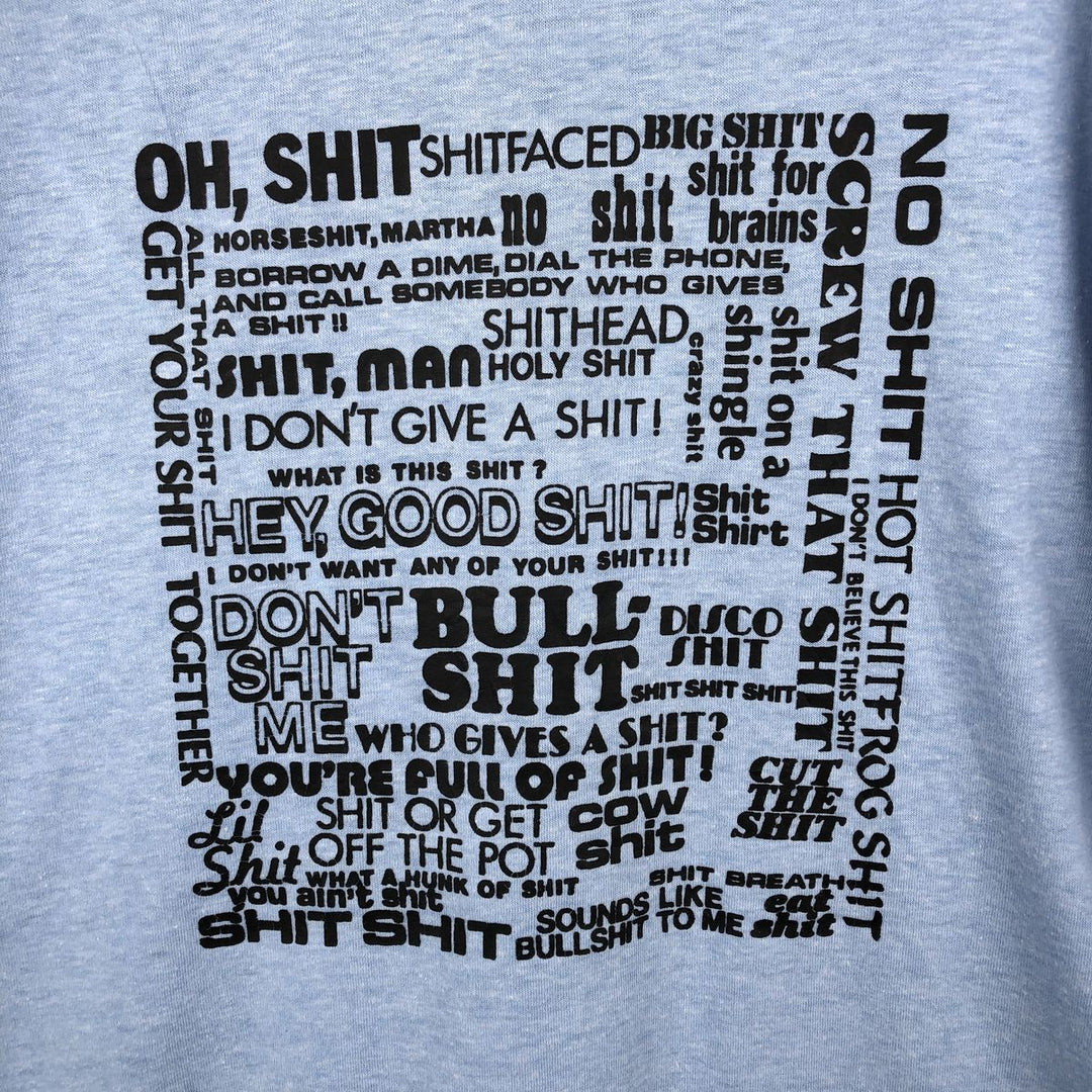 70s-80'S Springford Message Print T-Shirt, Made in USA, Men's XL equivalent, Vintage polyester Blue type light blue Vintage Second Hand