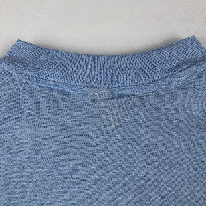 70s-80'S Springford Message Print T-Shirt, Made in USA, Men's XL equivalent, Vintage polyester Blue type light blue Vintage Second Hand