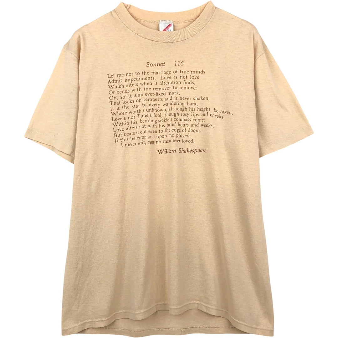 Vintage 80s-90'S Jerzees Message Print T-Shirt, Made in USA, Men's Size L cotton Beige type Vintage Second Hand