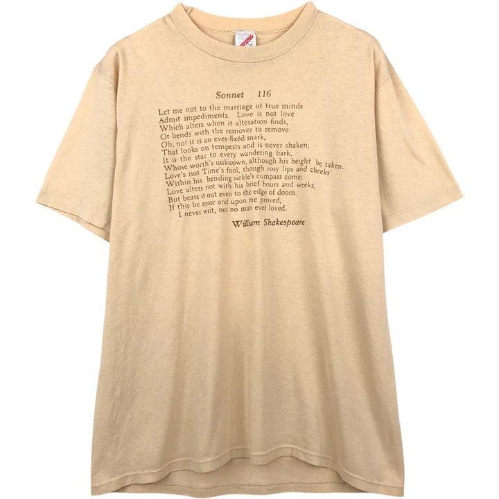 Vintage 80s-90'S Jerzees Message Print T-Shirt, Made in USA, Men's Size L cotton Beige type Vintage Second Hand