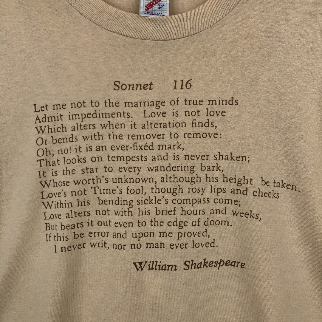 Vintage 80s-90'S Jerzees Message Print T-Shirt, Made in USA, Men's Size L cotton Beige type Vintage Second Hand