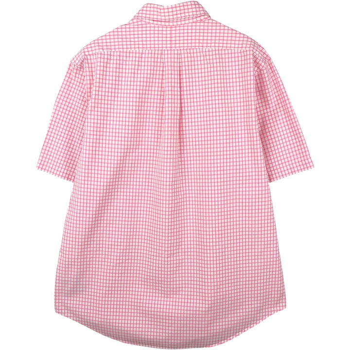 POLO by Ralph Lauren CUSTOM FIT Gingham Check Short Sleeve Button Down Check Shirt Men's XL cotton pink type Vintage Second Hand