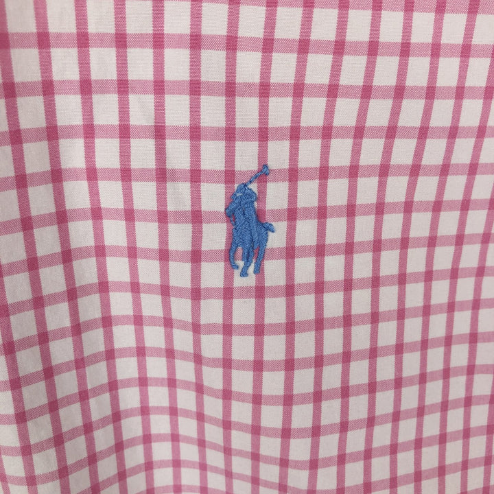 POLO by Ralph Lauren CUSTOM FIT Gingham Check Short Sleeve Button Down Check Shirt Men's XL cotton pink type Vintage Second Hand