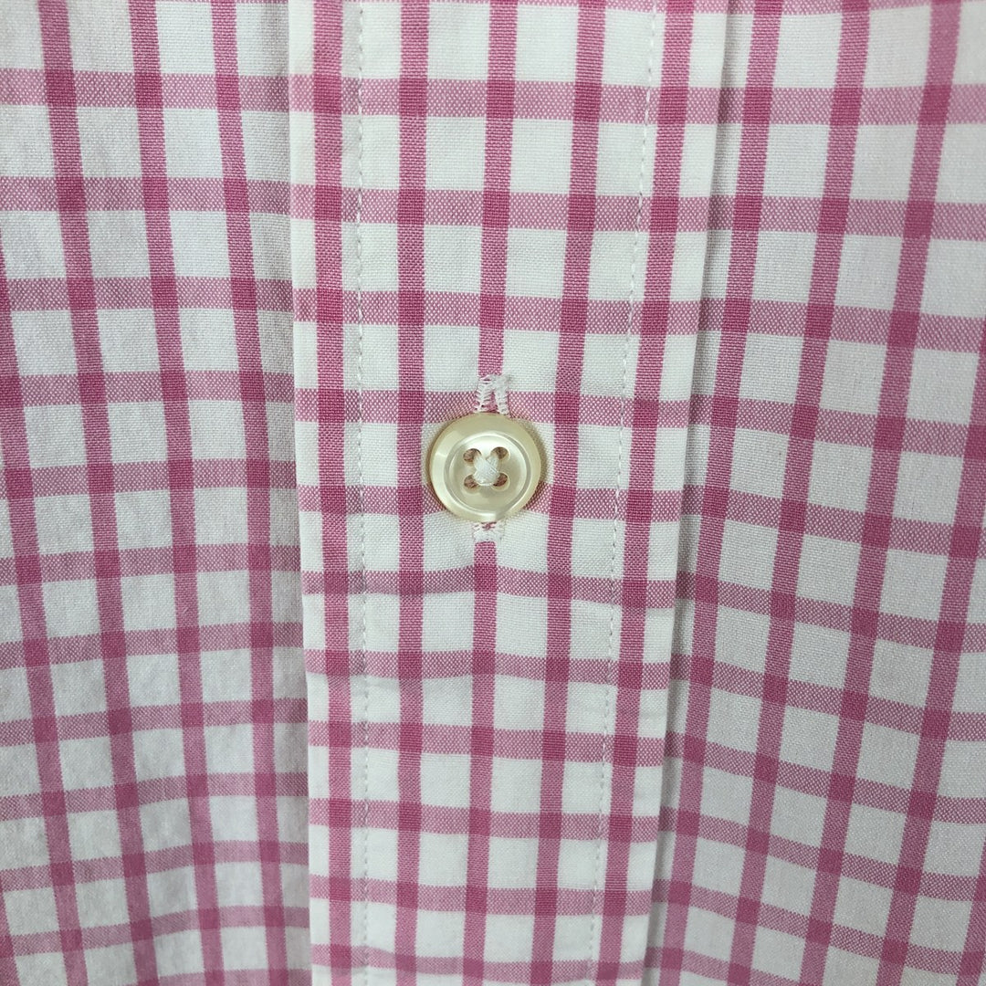 POLO by Ralph Lauren CUSTOM FIT Gingham Check Short Sleeve Button Down Check Shirt Men's XL cotton pink type Vintage Second Hand