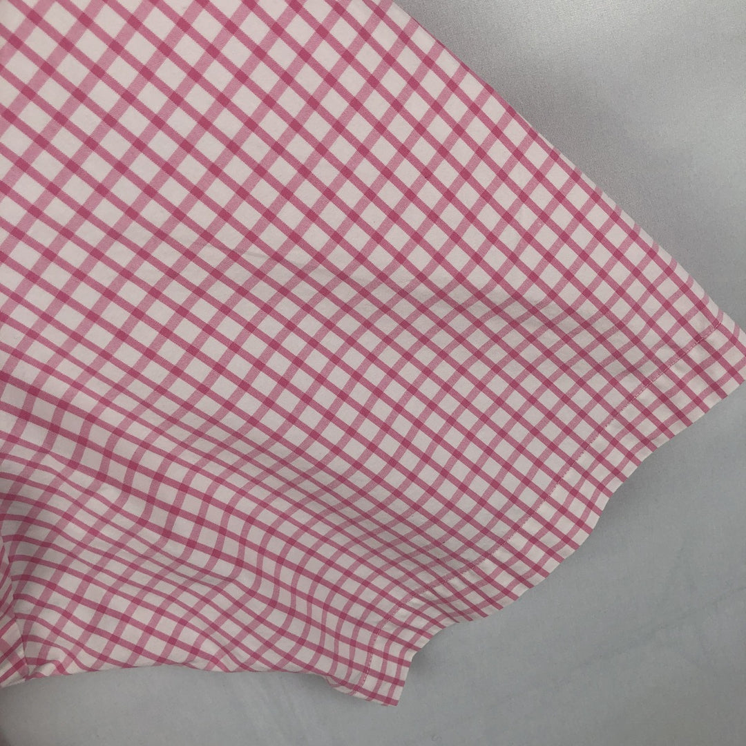 POLO by Ralph Lauren CUSTOM FIT Gingham Check Short Sleeve Button Down Check Shirt Men's XL cotton pink type Vintage Second Hand