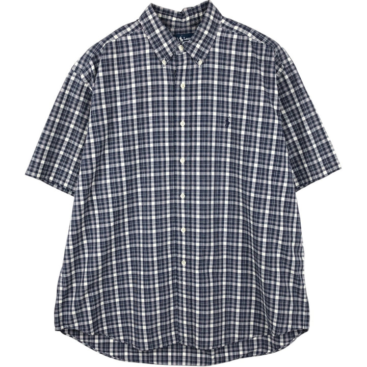Ralph Lauren BLAKE short sleeve button down check shirt men's XL size cotton navy blue type Vintage Second Hand