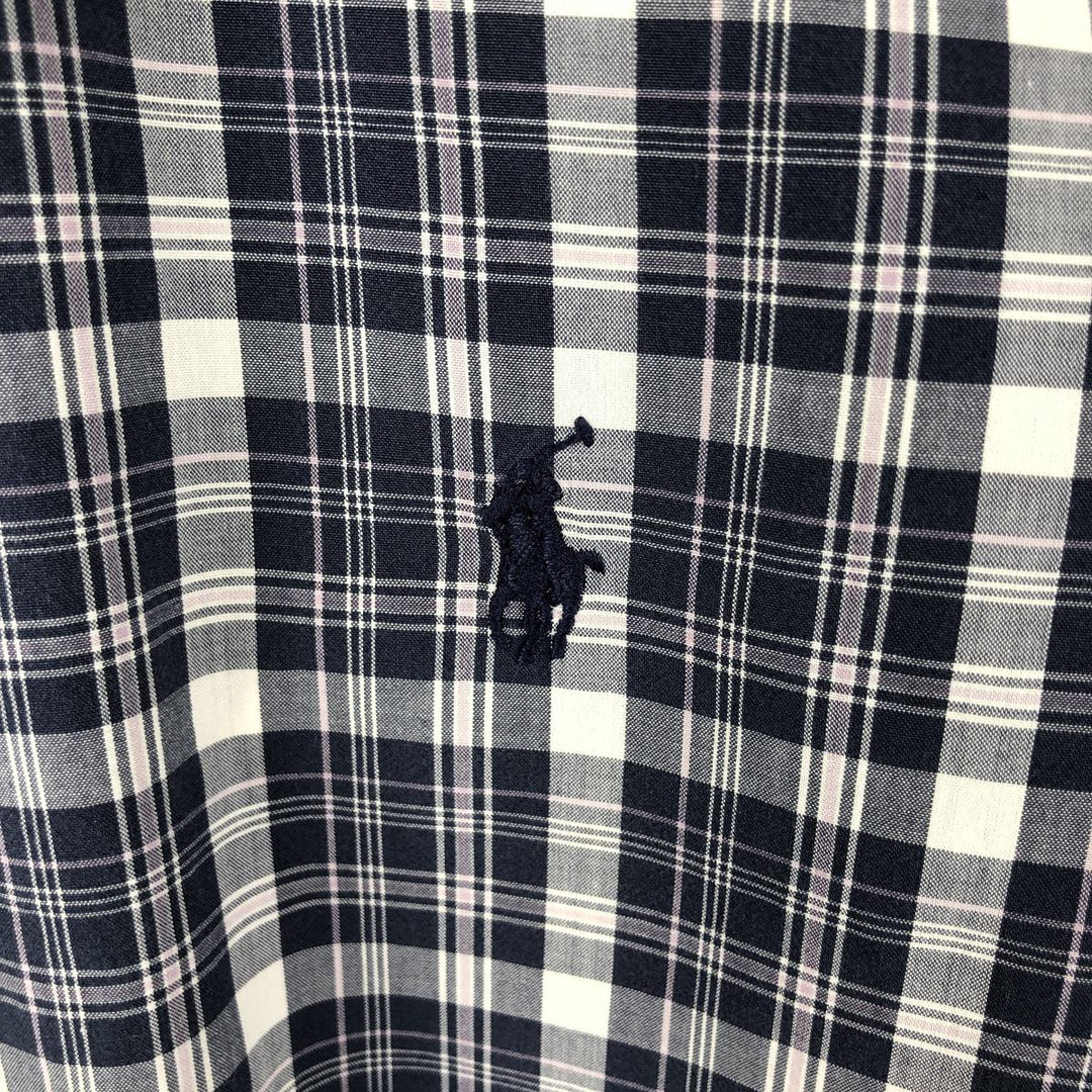 Ralph Lauren BLAKE short sleeve button down check shirt men's XL size cotton navy blue type Vintage Second Hand